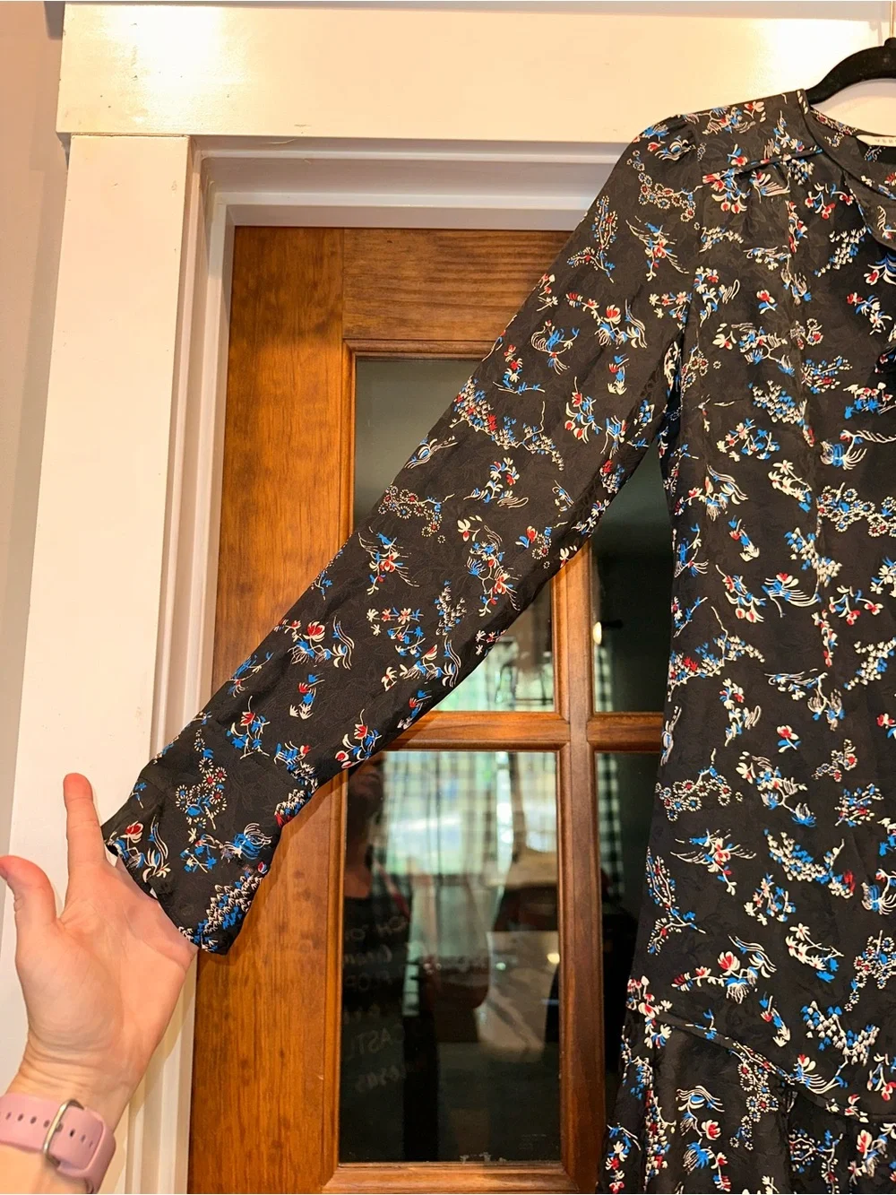 NWOT Veronica Beard Preston Silk Size 6 Black Floral Ruffle Long-Sleeve Dress - Picture 4 of 12